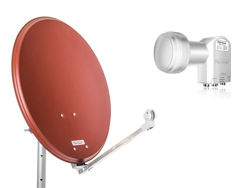 Opticum Stahl QA60 Satellitenantenne mit Quad-LNB (60 cm) ziegelrot