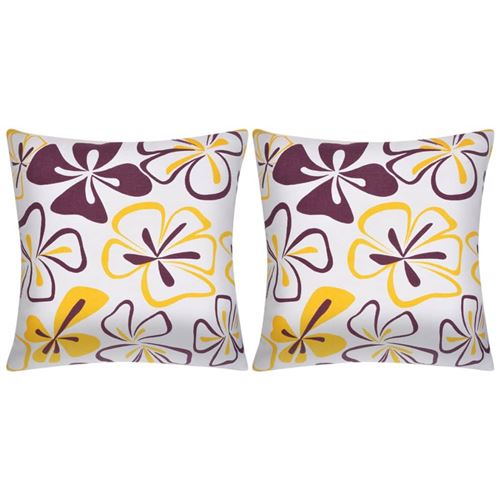 vidaXL Housse de coussin 2 pcs Toile Fleur imprimée 80 x 80 cm