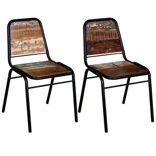 vidaXL Chaises de salle à manger 2 pcs Bois de récupération solide
