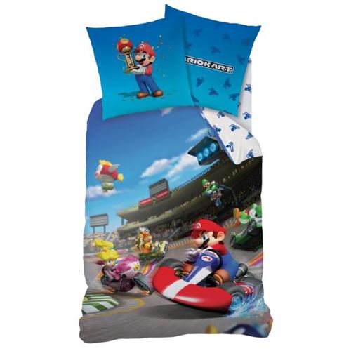 Housse de couette Mario Kart Winner, 140x200cm, 1 personne, 100% Coton