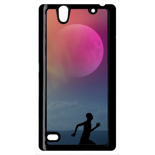 Coque Silhouette Joggeur Fitness Lune Compatible Sony Xperia C4 Transparent