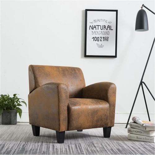 vidaXL Chaise Marron Similicuir daim