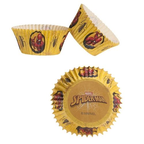 25 caissettes à cupcakes spiderman - Coloris : Jaune - Référence fournisseur : 339261