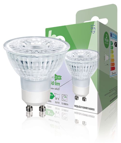 HQ HQLGU10MR16005 Eclairage LED look halogène Mr16 Gu10 1.7 W 140 Lm 2700 K