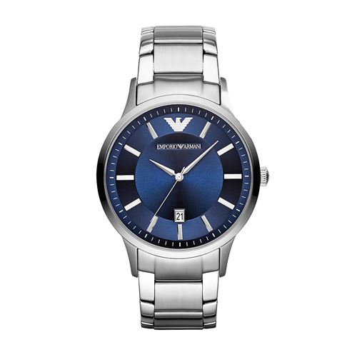 Montre à trois aiguilles Emporio Armani en acier inoxydable avec date pour homme
