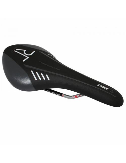 Selle ddk route-vtt ario noir deco blanc-gris 285x136mm rail cr-mo gris