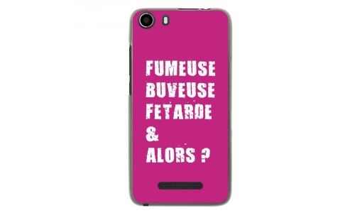 Coque souple pour Wiko Lenny 2 avec impression Motifs fumeuse et alors fushia