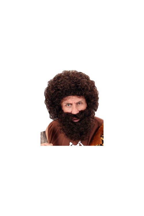 Perruque + Barbe Bouclee Chatain