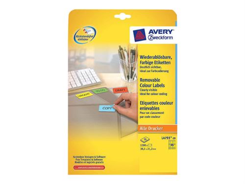 Avery Stick&Lift Etiquette, 38,1 x 21,2 mm, jaune