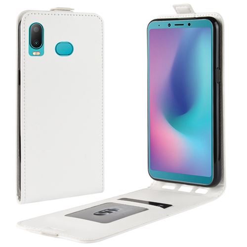 Etui en PU rabat vertical avec fente pour carte blanc pour votre Samsung Galaxy A6s