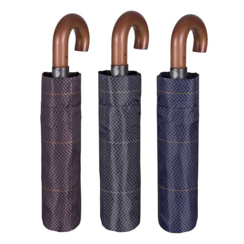 PERLETTI - Perletti Perletti25935 54 x 8 cm Gent Mini 3 Sections en sergé Motif Voleur Manche en Bois Coupe-Vent Parapluie