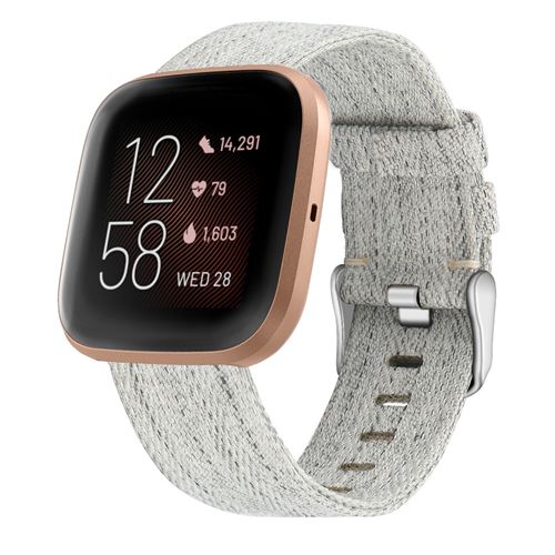 Non Communiqué Gris Bracelet En Toile Simple Pour Fitbit Versa 3 / Sense - (Taille L)