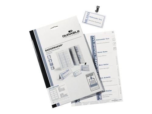 DURABLE - Blanc - 20 unités étiquettes pour badges