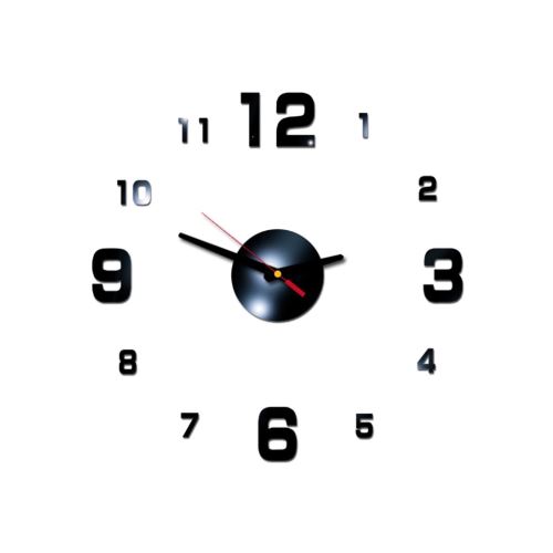 Nombres 3D Diy Romain Mur Acrylique Miroir Autocollant Horloge Décoration Intérieure Stickers Mural Noir PL636