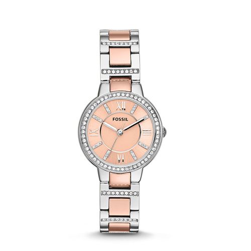 Fossil Montre Virginia à Trois Aiguilles En Acier Inoxydable Bicolore
