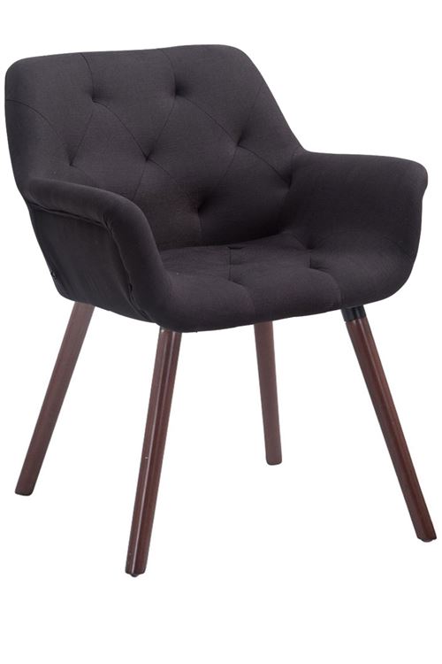 Chaise de Salle à manger Cassidy - Chaise style scandinave avec revêtement en tissu - Pieds en Bois de Chêne Noyer - Couleur Noir