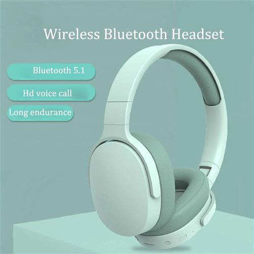 Non Communiqué Vert Casque Audio Bluetooth Sans Fil Réduction De Bruit Autonomie Longue Durée Yonis