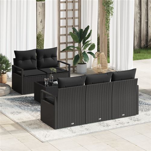 vidaXL Gartensofa-set 6 stk. 5-Sitzanzahl Schwarz Poly-Rattan