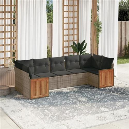 Non Communiqué Gris Vidaxl Salon De Jardin Avec Coussins 7 Pcs, Canapés De Patio, Ensemble De Meubles, Mobilier De Terrasse Extérieur, 3260352