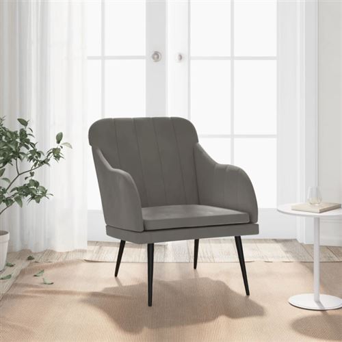 Vidaxl fauteuil gris fonc&eacute; 63x76x80 cm velours