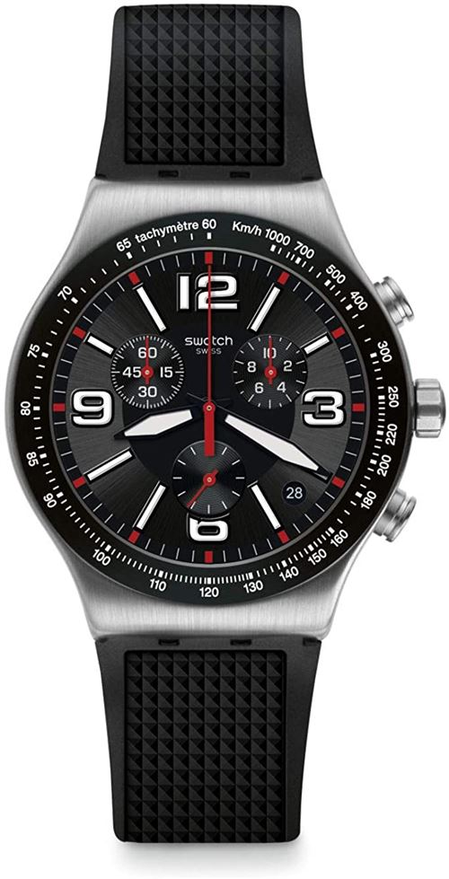 Swatch Hommes Analogique Quartz Montre avec Bracelet en Caoutchouc YVS461