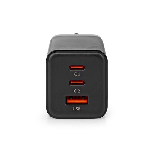 Nedis Chargeur GaN Power Delivery 65W - 3 ports - Noir