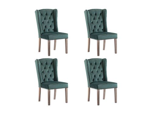 vidaXL Chaises de salle à manger 4 pcs Vert foncé Velours