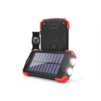 Akashi - Banque d'énergie solaire sans fil - Li - 10000 mAh - 2.1 A (USB) - 1