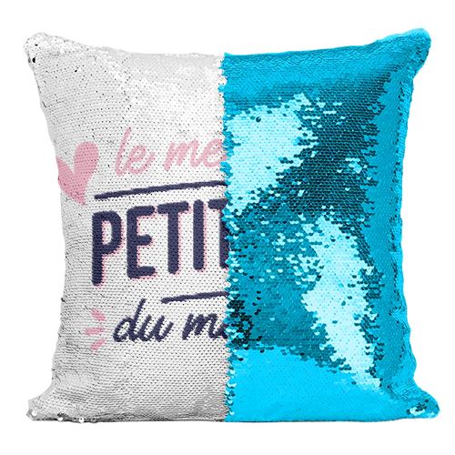 Fabulous Housse de Coussin à Sequin - Paillettes Turquoise Le Meilleur Petit Ami du Monde [40 x 40 cm]