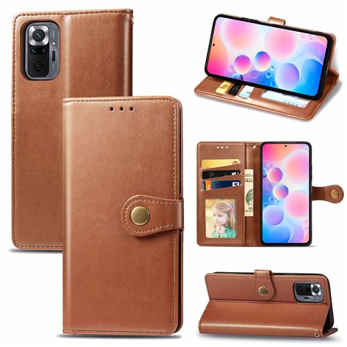 MPFRANCE Housse pour Xiaomi Redmi Note 10 Pro Marron [Porte Carte, etui portefeuille, boucle]