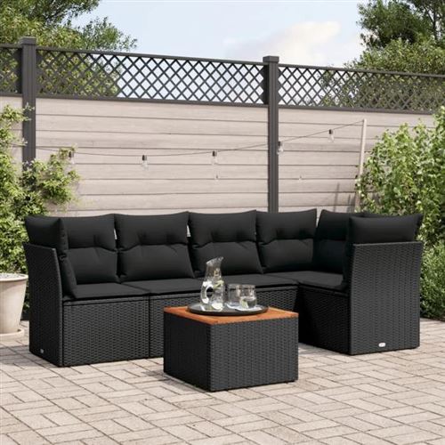 Vidaxl Noir Salon De Jardin Modulable Rotin 6 Pieces 5 Personnes - Image 2