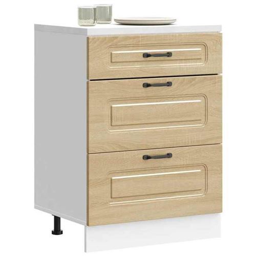 Non Communiqué Marron Vidaxl Armoire De Cuisine Kalmar Chêne Sonoma Bois D'ingénierie, Meuble D'évier, Meuble De Cuisine Avec Tiroir, Meuble De 854282