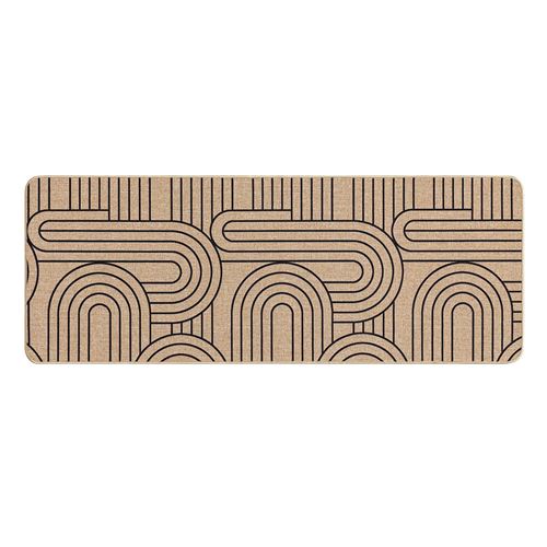 Non Communiqué Marron Tapis Déco Imprimé "Modul" 45X120cm Naturel & Noir