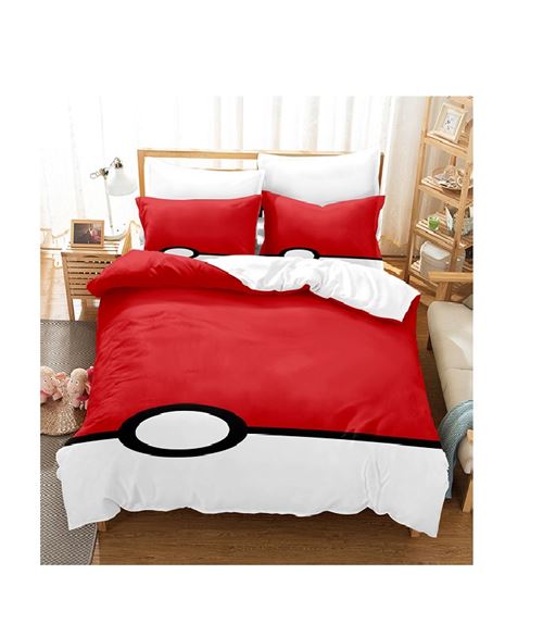8€29 sur Set de housse de couette Pokémon en polyester 140x200cm avec 2  taies d'oreiller 50*75cm - rouge - Achat & prix