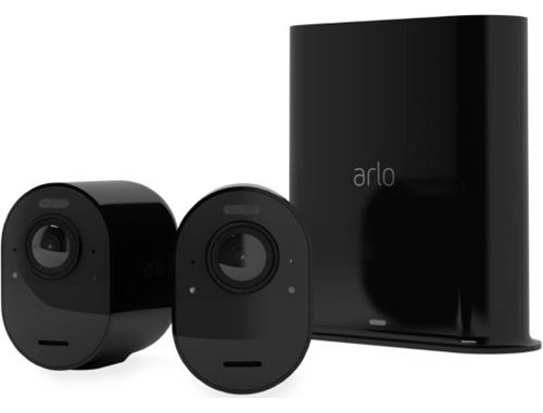 Pack de 2 caméras de surveillances connectées Arlo Ultra 2 intérieure-extérieure Noir