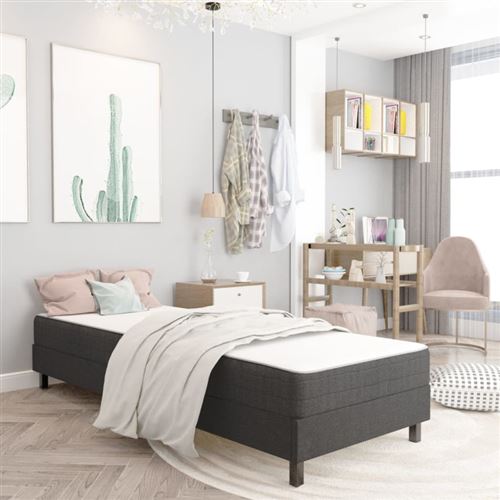 vidaXL Sommier tapissier Gris Tissu 80 x 200 cm