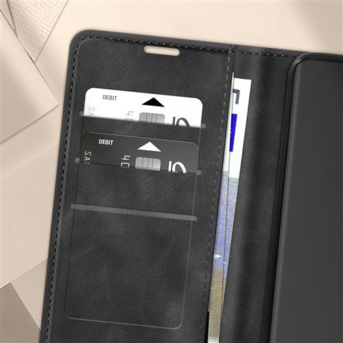 Étui Xiaomi Redmi Note 12 Pro Plus 5G porte carte, support vidéo et clapet  magnétique Noir - Français