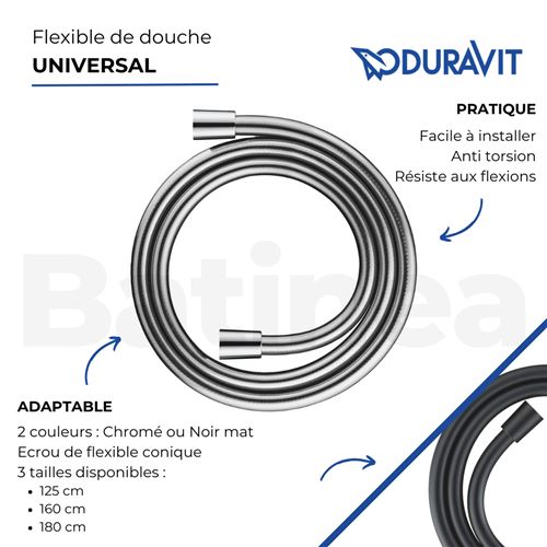 Duravit Flexible de douche anti-torsion Noir mat 1,80 m - UV0610008046