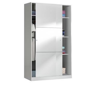 Armoire, Placard Avec 2 Portes Coulissantes Coloris Blanc Brillant Longueur 120 X Hauteur 200 X Profondeur 50 Cm 3665437404752