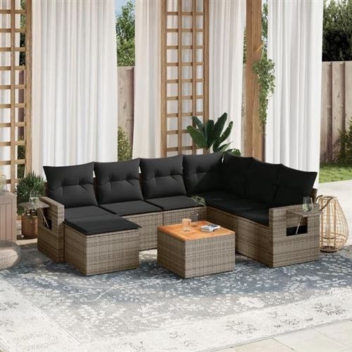VIDAXL - Salon de Jardin Modulable - 7 Personnes - Gris - 8 Pièces - Image 2