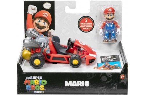 Coffret super mario : mario + kart 12 cm - figurine articulé - set personnage collection + 1 carte - enfant