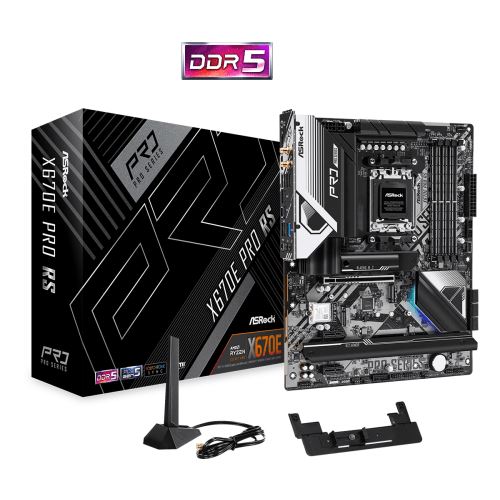 ASRock X670E Pro RS - Carte-mère - ATX - Socket AM5 - AMD X670 Chipset - USB 3.2 Gen 1, USB 3.2 Gen 2, USB-C Gen 2x2, USB-C 3.2 Gen2 - Bluetooth, 2.5 Gigabit LAN, Wi-Fi 6 - carte graphique embarquée (unité centrale requise) - audio haute définition (c