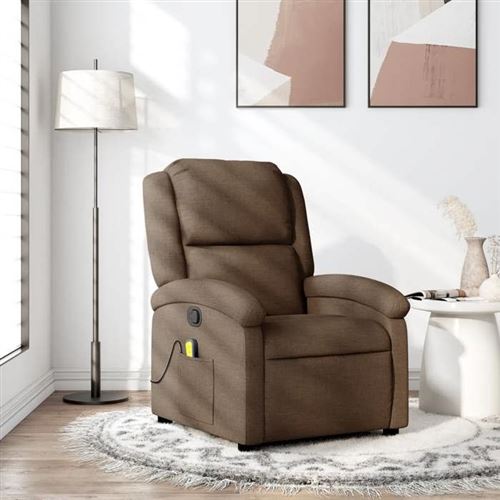 vidaXL Fauteuil de massage, relaxation tissu marron