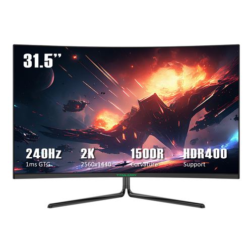 Écran de jeu TITAN ARMY C32C1S Avec écran 32 pouces Résolution 2K Taux de rafraîchissement élevé de 240 Hz