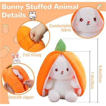 2PCS Peluche Lapin Cache-Cache Carotte/Fraise - 25cm - Jouet Doux Pâques Enfants