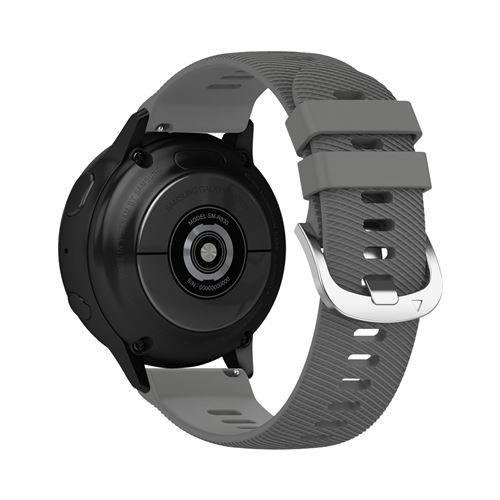 Bracelet pour Samsung Galaxy Watch Active 2 40mm Silicone Texturé et Ajustable - Gris Foncé