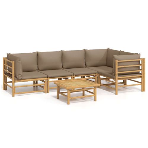 Non Communiqué Marron Salon De Jardin Modulable Vidaxl 5 Personnes 6 Pieces Bambou 69 X 55 X 65 Cm