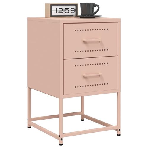 vidaXL Tables de chevet 2 pcs rose 36x39x60,5 cm acier