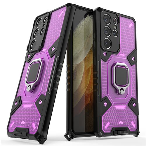 Coque avec Support Bague Pour Samsung Galaxy S22+ Frusde avec Bandoulière Etui-Violet
