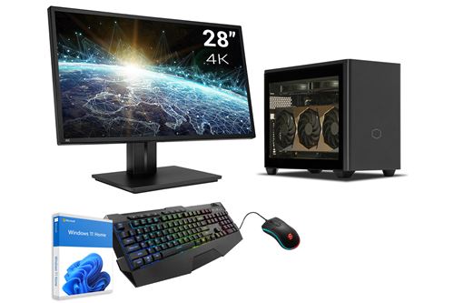 Sedatech Pack Mini-PC Pro Gamer Watercooling • Intel i7-10700KF • RTX 3080 Ti • 32Go RAM • 1To SSD M.2 • 2To HDD • Windows • Moniteur 28